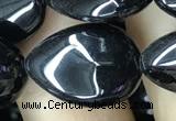 CAA2550 15.5 inches 15*20mm flat teardrop black agate beads wholesale