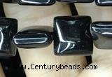 CAA2554 15.5 inches 8*8mm square black agate beads wholesale