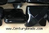 CAA2612 15.5 inches 18*18mm faceted square black agate beads