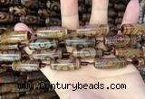 CAA2664 15.5 inches 10*28mm - 11*30mm rice tibetan agate dzi beads