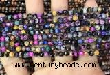 CAA2819 15 inches 4mm faceted round fire crackle agate beads wholesale