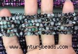 CAA2823 15 inches 4mm faceted round fire crackle agate beads wholesale