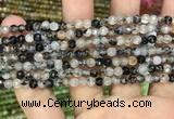 CAA2846 15 inches 4mm faceted round fire crackle agate beads wholesale