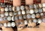CAA2988 15 inches 8mm faceted round fire crackle agate beads wholesale
