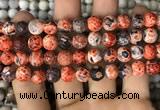 CAA2992 15 inches 8mm faceted round fire crackle agate beads wholesale