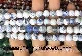 CAA2997 15 inches 8mm faceted round fire crackle agate beads wholesale