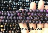 CAA3015 15 inches 8mm faceted round fire crackle agate beads wholesale