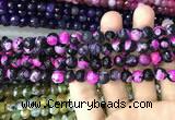 CAA3017 15 inches 8mm faceted round fire crackle agate beads wholesale