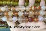 CAA3396 15 inches 12mm faceted round agate beads wholesale