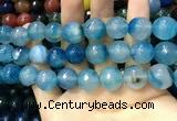 CAA3434 15 inches 14mm faceted round agate beads wholesale