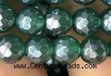 CAA3543 15.5 inches 6mm faceted round AB-color green agate beads