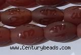 CAA3691 15.5 inches 8*12mm rice matte & carved red agate beads