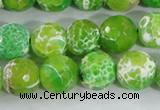 CAA372 15.5 inches 12mm faceted round fire crackle agate beads