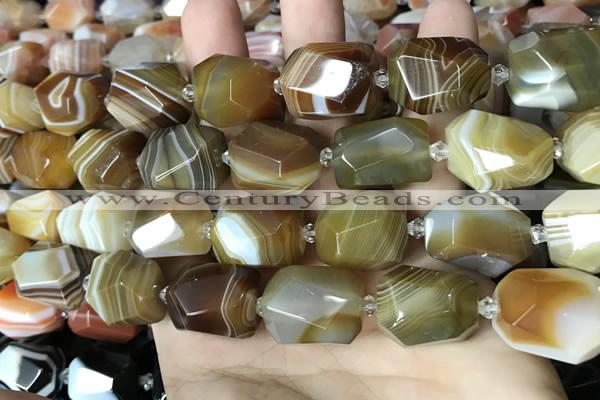 CAA3822 13*17mm - 18*22mm faceted nuggets line agate beads