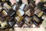 CAA4236 15.5 inches 20*20mm diamond line agate beads wholesale