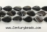 CAA4318 15.5 inches 25*35mm twisted flat teardrop line agate beads