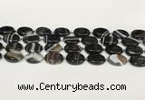 CAA4397 15.5 inches 15*20mm oval black banded agate beads