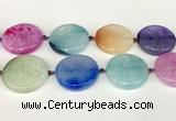 CAA4431 15.5 inches 35mm flat round agate druzy geode beads