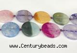 CAA4435 15.5 inches 35mm flat round agate druzy geode beads