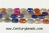 CAA4524 15.5 inches 13*18mm faceted rectangle dragon veins agate beads