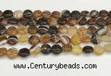CAA4588 15.5 inches 12mm flat round banded agate beads wholesale