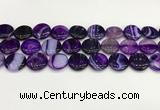 CAA4613 15.5 inches 18mm flat round banded agate beads wholesale