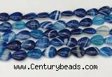 CAA4691 15.5 inches 10*14mm flat teardrop banded agate beads wholesale