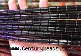 CAA4999 15.5 inches 8*12mm tube black agate beads wholesale