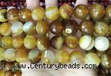 CAA5176 15.5 inches 16mm faceted round banded agate beads