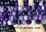 CAA5181 15.5 inches 12mm faceted round banded agate beads