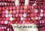 CAA5199 15.5 inches 6mm faceted round banded agate beads