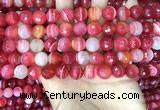 CAA5200 15.5 inches 8mm faceted round banded agate beads