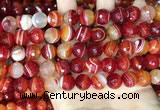 CAA5208 15.5 inches 10mm faceted round banded agate beads