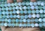 CAA5221 15.5 inches 8mm faceted round banded agate beads