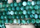 CAA5237 15.5 inches 12mm faceted round banded agate beads