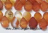 CAA5301 Top drilled 6*8mm flat teardrop line agate beads