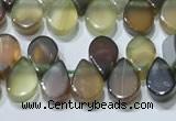 CAA5303 Top drilled 6*8mm flat teardrop line agate beads