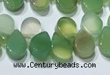 CAA5306 Top drilled 6*8mm flat teardrop line agate beads