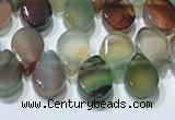 CAA5312 Top drilled 6*8mm flat teardrop line agate beads