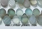 CAA5316 Top drilled 6*8mm flat teardrop line agate beads