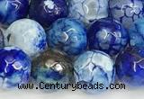 CAA5530 15 inches 10mm faceted round fire crackle agate beads