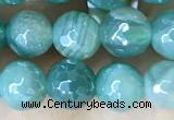 CAA5578 15 inches 6mm faceted round AB-color banded agate beads