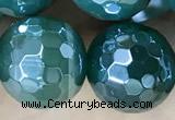 CAA5581 15 inches 12mm faceted round AB-color banded agate beads