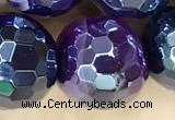 CAA5597 15 inches 12mm faceted round AB-color banded agate beads