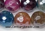 CAA5612 15 inches 10mm faceted round AB-color banded agate beads