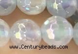CAA5621 15 inches 8mm faceted round AB-color white agate beads