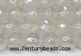 CAA5630 15 inches 6mm faceted round AB-color white agate beads