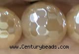 CAA5658 15 inches 12mm faceted round AB-color yellow agate beads