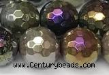 CAA5692 15 inches 10mm faceted round AB-color Indian agate beads