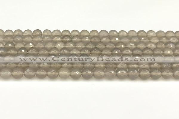 CAA5785 15 inches 6mm faceted round grey agate beads